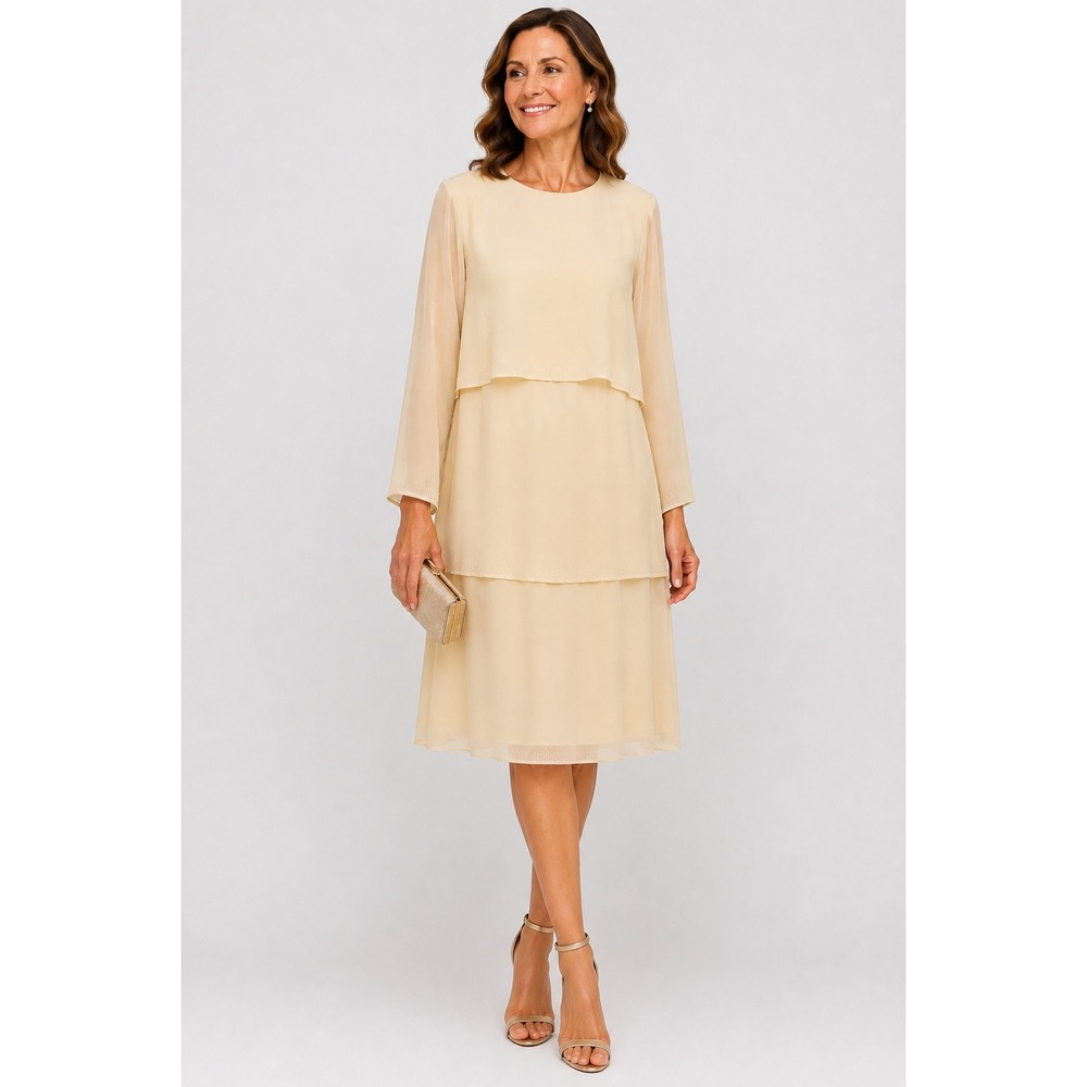 Kay Unger Silk Mother Of The Bride Dress Womens 8 Cream Beaded Formal Wedding